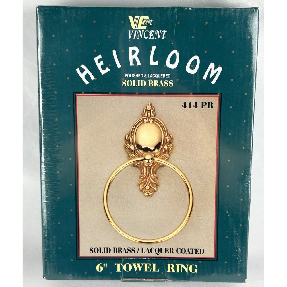 NEW Vintage Vincent Heirloom Solid Brass 6" Towel Ring Polished Lacquer Coated